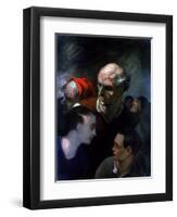 Family in a Barricade During the Paris Commune, 1870-Honoré Daumier-Framed Giclee Print
