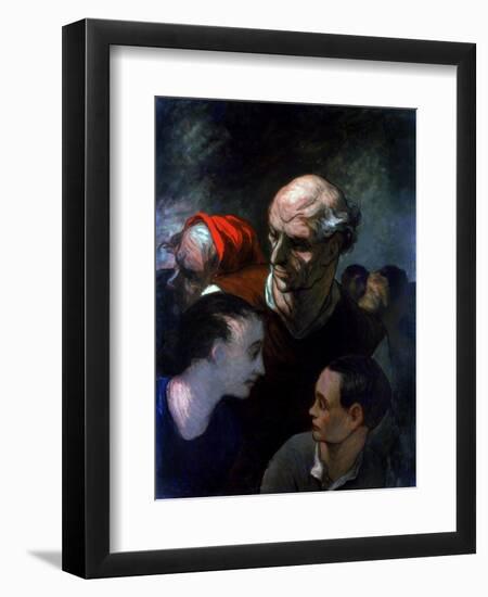 Family in a Barricade During the Paris Commune, 1870-Honoré Daumier-Framed Giclee Print