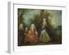 Family in a Park (Oil on Canvas)-Nicolas Lancret-Framed Giclee Print