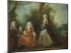 Family in a Park (Oil on Canvas)-Nicolas Lancret-Mounted Giclee Print