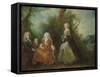 Family in a Park (Oil on Canvas)-Nicolas Lancret-Framed Stretched Canvas