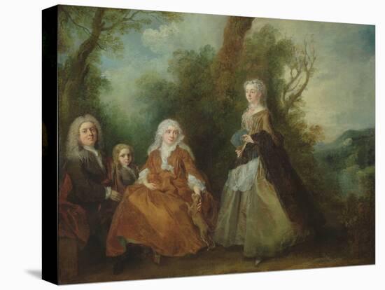 Family in a Park (Oil on Canvas)-Nicolas Lancret-Stretched Canvas