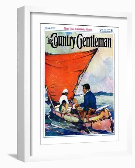 "Family in Canoe," Country Gentleman Cover, May 1, 1927-Frank Schoonover-Framed Giclee Print