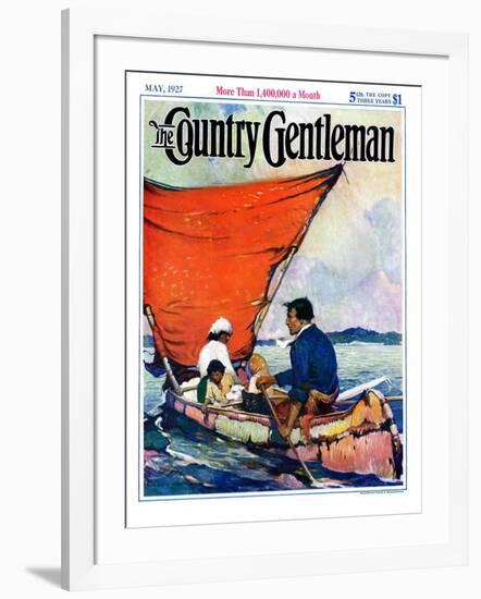 "Family in Canoe," Country Gentleman Cover, May 1, 1927-Frank Schoonover-Framed Giclee Print