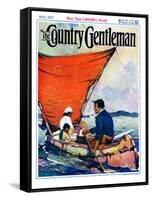 "Family in Canoe," Country Gentleman Cover, May 1, 1927-Frank Schoonover-Framed Stretched Canvas