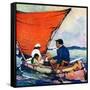 "Family in Canoe,"May 1, 1927-Frank Schoonover-Framed Stretched Canvas