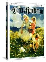 "Family in Field of Buttercups," Country Gentleman Cover, June 1, 1929-Haddon Sundblom-Stretched Canvas