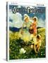 "Family in Field of Buttercups," Country Gentleman Cover, June 1, 1929-Haddon Sundblom-Stretched Canvas