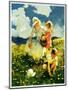 "Family in Field of Buttercups,"June 1, 1929-Haddon Sundblom-Mounted Giclee Print