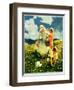 "Family in Field of Buttercups,"June 1, 1929-Haddon Sundblom-Framed Giclee Print