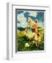 "Family in Field of Buttercups,"June 1, 1929-Haddon Sundblom-Framed Giclee Print