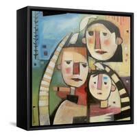 Family in Garden with Cat-Tim Nyberg-Framed Stretched Canvas