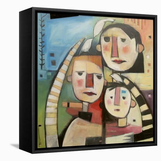 Family in Garden with Cat-Tim Nyberg-Framed Stretched Canvas