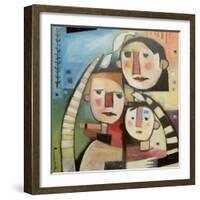 Family in Garden with Cat-Tim Nyberg-Framed Giclee Print