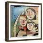 Family in Garden with Cat-Tim Nyberg-Framed Giclee Print