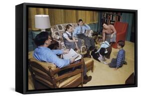 Family in Living Room with Dog-William P. Gottlieb-Framed Stretched Canvas