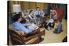Family in Living Room with Dog-William P. Gottlieb-Stretched Canvas