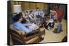 Family in Living Room with Dog-William P. Gottlieb-Framed Stretched Canvas