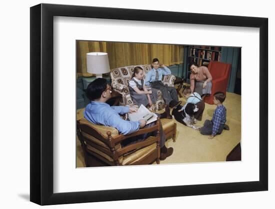 Family in Living Room with Dog-William P. Gottlieb-Framed Photographic Print