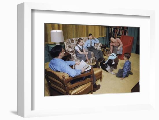 Family in Living Room with Dog-William P. Gottlieb-Framed Photographic Print