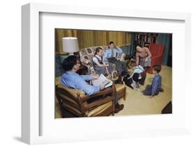 Family in Living Room with Dog-William P. Gottlieb-Framed Photographic Print