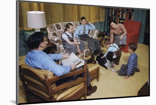 Family in Living Room with Dog-William P. Gottlieb-Mounted Photographic Print
