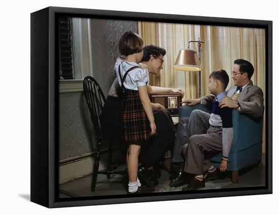Family Listening to a Radio-William P. Gottlieb-Framed Stretched Canvas