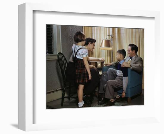 Family Listening to a Radio-William P. Gottlieb-Framed Photographic Print