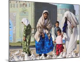 Family Looking at the Famous White Pigeons, Shrine of Hazrat Ali, Mazar-I-Sharif, Afghanistan-Jane Sweeney-Mounted Photographic Print