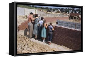 Family Observing a School Construction Site-William P. Gottlieb-Framed Stretched Canvas