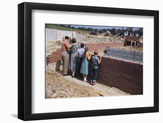 Family Observing a School Construction Site-William P. Gottlieb-Framed Photographic Print