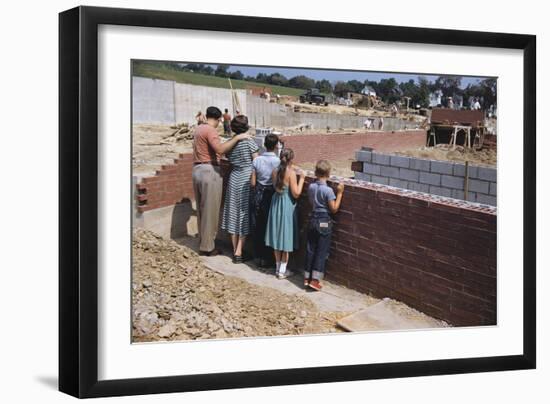 Family Observing a School Construction Site-William P. Gottlieb-Framed Photographic Print