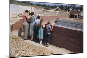 Family Observing a School Construction Site-William P. Gottlieb-Mounted Photographic Print