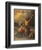 Family of Early Christians, About to Be Eaten by the Beasts-Agostino Caironi-Framed Art Print