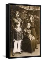 Family of Four with a Dog in a Garden-null-Framed Stretched Canvas