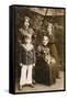 Family of Four with a Dog in a Garden-null-Framed Stretched Canvas