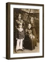 Family of Four with a Dog in a Garden-null-Framed Photographic Print