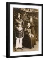 Family of Four with a Dog in a Garden-null-Framed Photographic Print