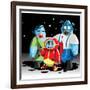 Family of Moon Robots.-Willdidthis-Framed Art Print