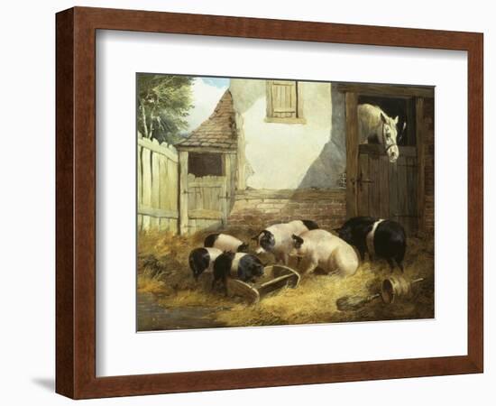 Family of Pigs-John Frederick Herring I-Framed Giclee Print