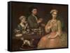 Family of Three at Tea, c.1727-Richard Collins-Framed Stretched Canvas