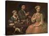 Family of Three at Tea, c.1727-Richard Collins-Stretched Canvas