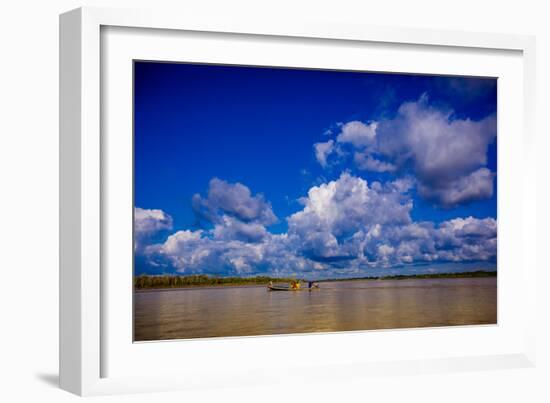 Family on a Canoe, Amazon River, Iquitos, Peru, South America-Laura Grier-Framed Photographic Print