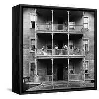 Family on Balcony of Apartment Building-Gordon Parks-Framed Stretched Canvas