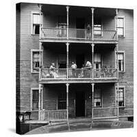 Family on Balcony of Apartment Building-Gordon Parks-Stretched Canvas