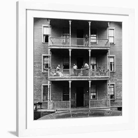 Family on Balcony of Apartment Building-Gordon Parks-Framed Photographic Print