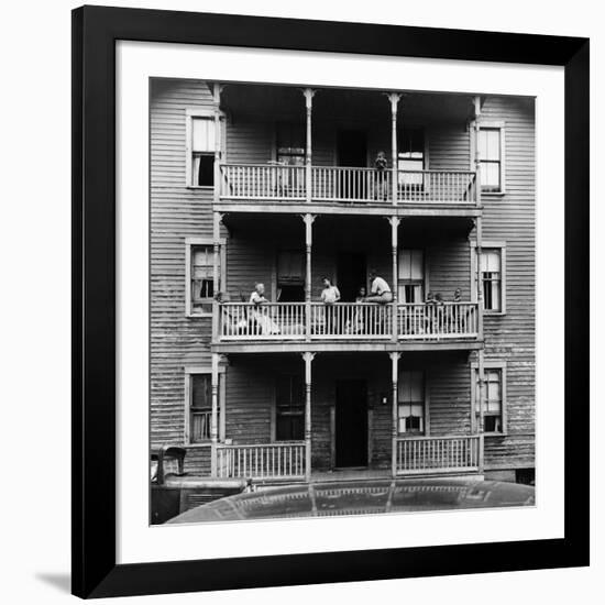 Family on Balcony of Apartment Building-Gordon Parks-Framed Photographic Print