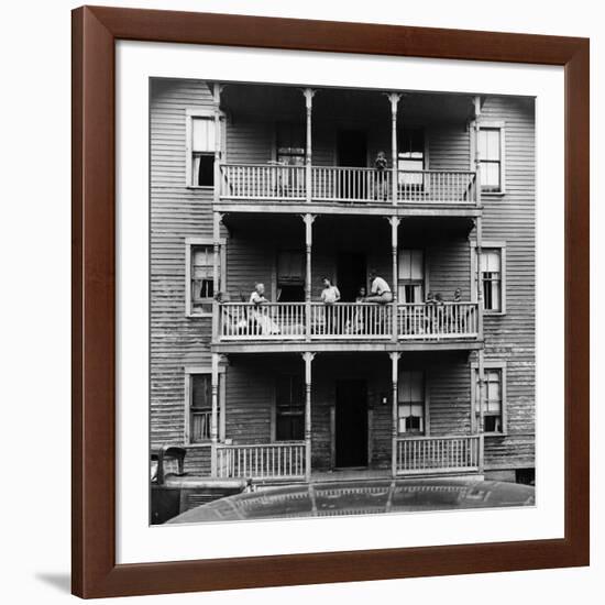 Family on Balcony of Apartment Building-Gordon Parks-Framed Photographic Print