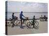 Family on Bicycles, Le Crotoy, Somme Estuary, Picardy, France-David Hughes-Stretched Canvas