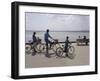 Family on Bicycles, Le Crotoy, Somme Estuary, Picardy, France-David Hughes-Framed Photographic Print